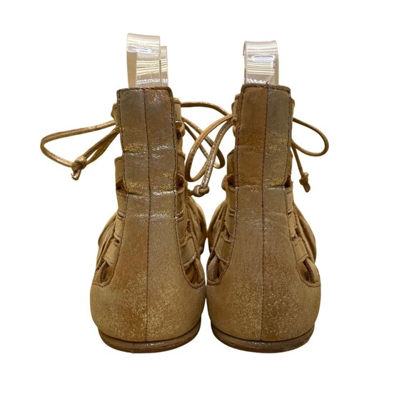 Gentle Souls Women’s Gold Leather Open Toe Lace Up Gladiator Sandals Size 6.5M - Picture 5 of 8